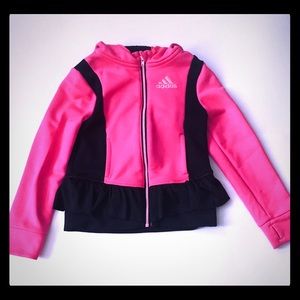 Girl’s Adidas Zip-up Pink Black Jacket Hoodie Sz 5
